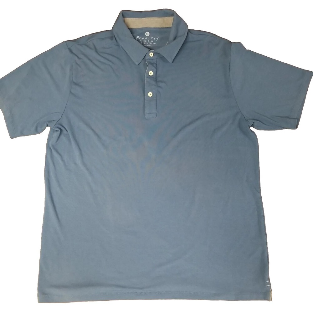 Free Fly Performance Bamboo Blue Polo Mens Size XL Luxury Fishing Apparel‎